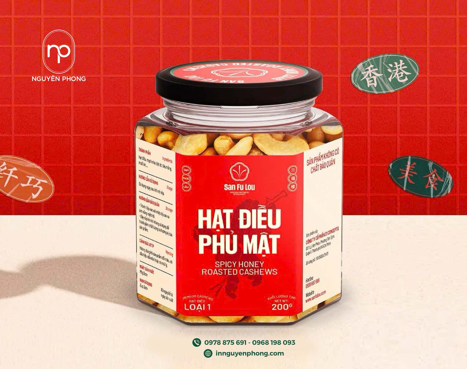 Mẫu tem nhãn thực phẩm hạt điều 